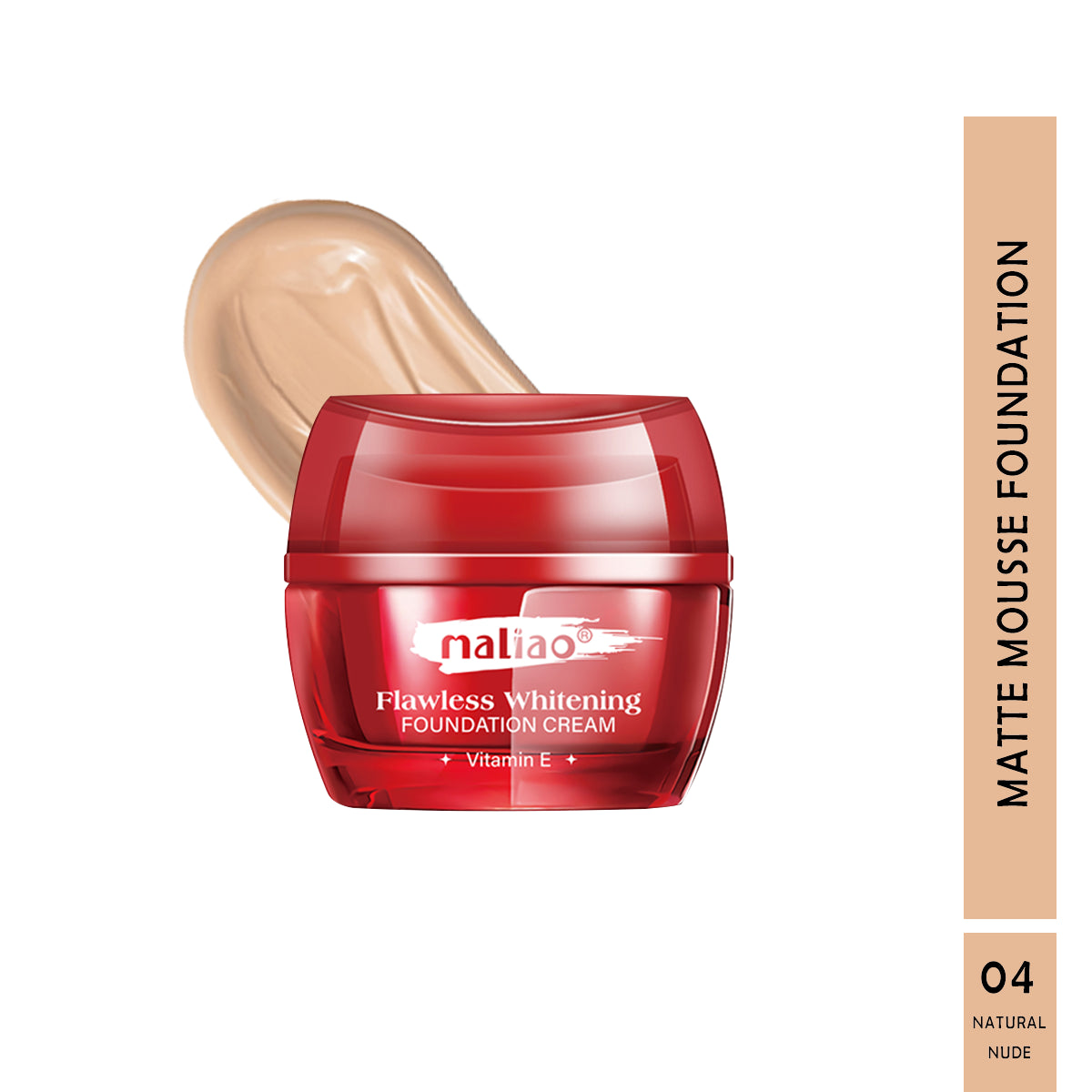 Maliao Flawless Whitening Foundation Cream with Vitamin E - Smooth Radiant Skin
